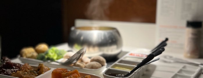 The Melting Pot is one of places to eat (haven't been there).
