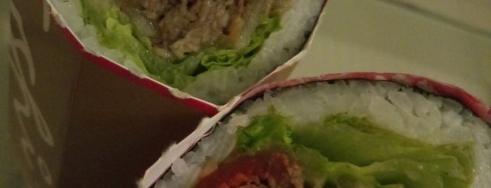 Sushi Burrito is one of Veggie choices in Non-Vegetarian Restaurants.