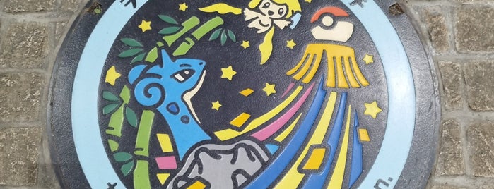 Pokémon manhole cover (Poké Lid) Lapras Jirachi is one of ポケモンマンホール.