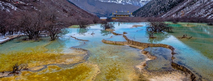 Huanglong National Park is one of UNESCO World Heritage Sites in China.