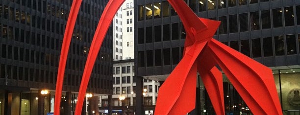 Alexander Calder's Flamingo Sculpture is one of US TRAVELS CHICAGO.