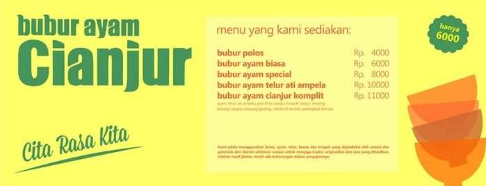 BUBUR AYAM CIANJUR is one of Kuliner Bandung.