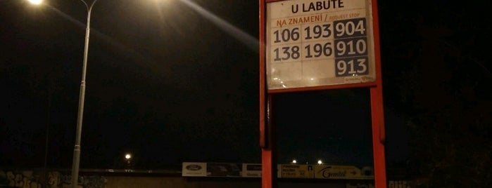 U Labutě (bus) is one of Linka 196.