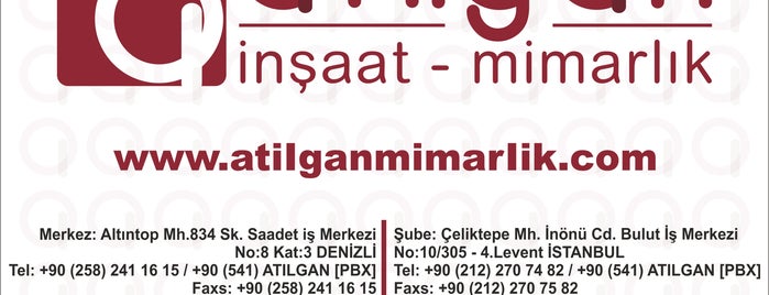 ATILGAN Mimarlık İnşaat Ltd. Şti. is one of Lugares guardados de Ismail.