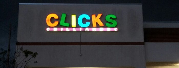 Clicks Billiards is one of Orte, die Josue gefallen.
