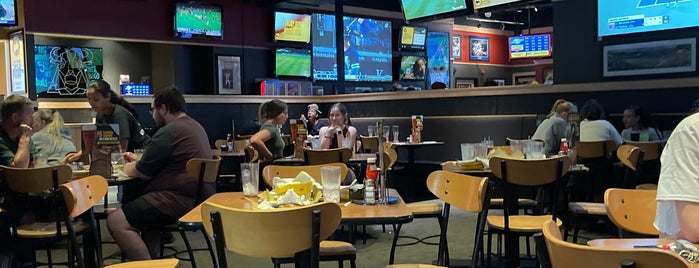 Buffalo Wild Wings is one of regular places.