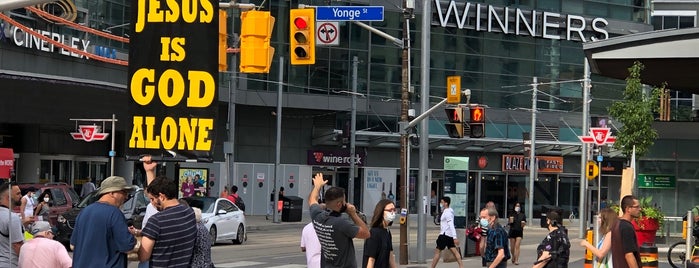 Yonge & Dundas is one of p (roads, intersections, areas - TO).