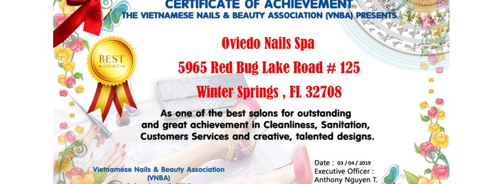 Oviedo Nail Spa is one of Edits.