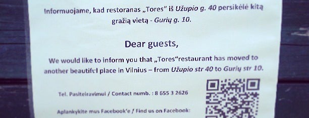 Tores is one of Top 10 dinner spots in Vilnius, Lithuania.