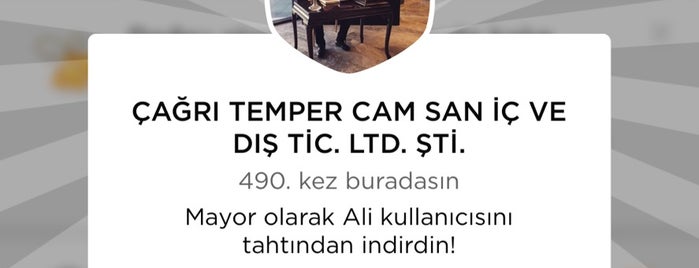 ÇAĞRI TEMPER CAM SAN İÇ VE DIŞ TİC. LTD. ŞTİ. is one of Tempat yang Disukai Acar.