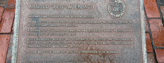 Arnold "Red" Auerbach Statue is one of BOS Landmarks.