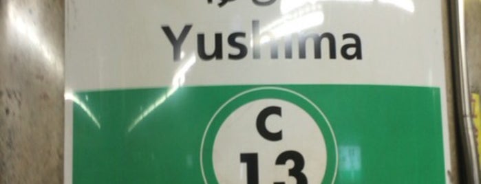 Yushima Station (C13) is one of 多摩急行(Tama Exp.) [小田急線/千代田線/常磐線].