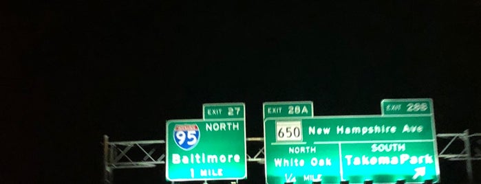 Exit 28 - MD 650 (New Hampshire Avenue) / White Oak, Takoma Park is one of The Beltway.