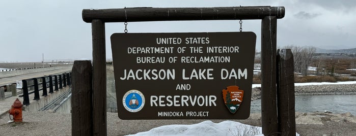 Jackson Lake Dam is one of Grand Teton National Park Jackson Hole Wyoming.
