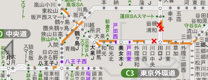 Toda-nishi IC is one of 高速道路.