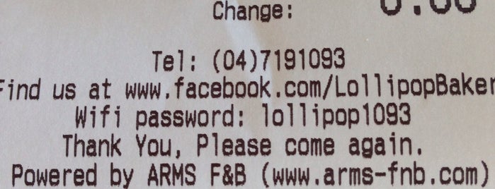 Lollipop cafe and bakery is one of Passwords.