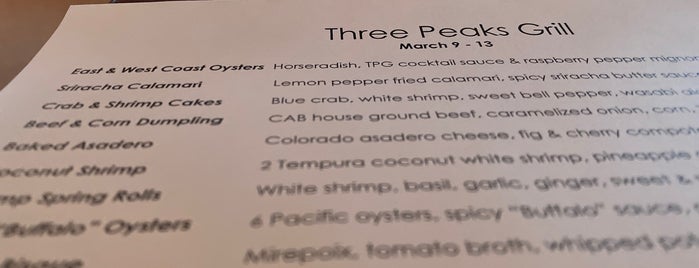 Three Peaks Grill is one of Steamboat.