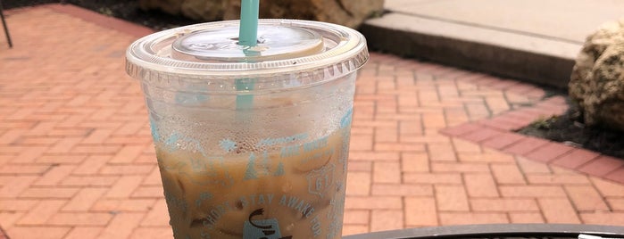 Caribou Coffee is one of common places.