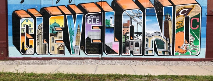 Greetings From Cleveland (2015) mural by Victor Ving, Lisa Beggs, Vic Savage et al is one of CLE - DET.