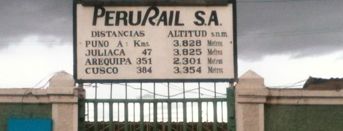 Estación Puno [PeruRail] is one of Lizzie'nin Beğendiği Mekanlar.