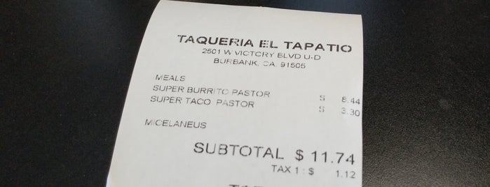 Taqueria El Tapatio is one of California - In & Around L.A. & Hollywood.
