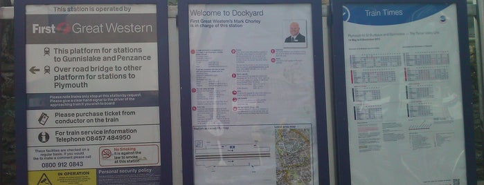 Dockyard Railway Station (DOC) is one of Railway Stations in the South West.