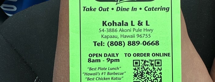 Kohala L&L is one of Big Island Hawai'i.