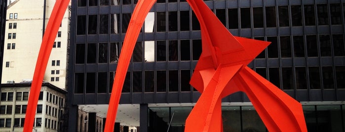 Alexander Calder's Flamingo Sculpture is one of Farmers Market.