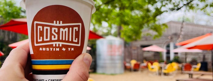 Cosmic Coffee + Beer Garden is one of Austin coffee.