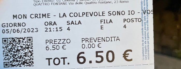 Cinema Quattro Fontane is one of Rome.
