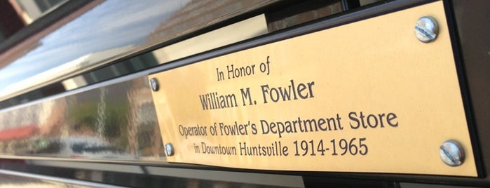 The William M. Fowler bench is one of Huntsville.