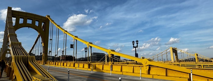 Roberto Clemente Bridge is one of Pittsburgh.