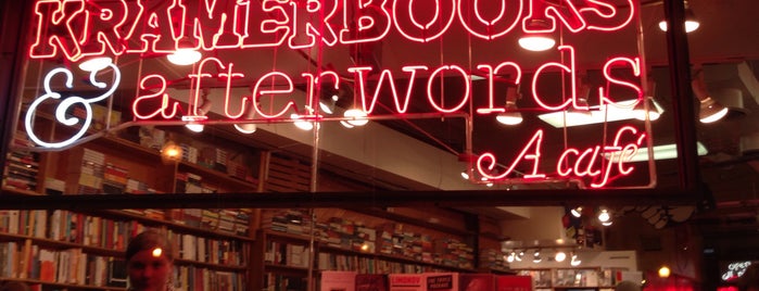 Kramerbooks & Afterwords Cafe is one of loves.