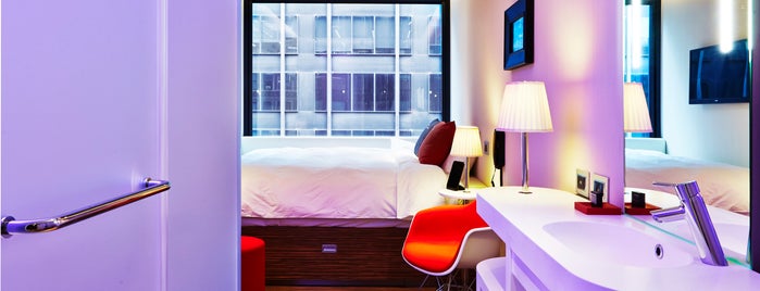 citizenM Hotel New York Times Square is one of NYC Hotel Lobby Cafes & Bars.