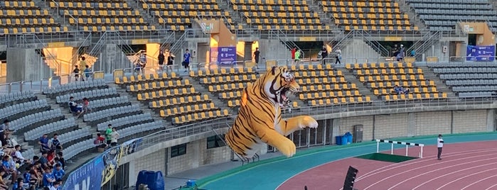 울산종합운동장 is one of Korea National League(soccer) Stadiums.