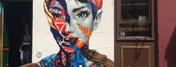 Audrey Hepburn Mural is one of Street Art in NYC.