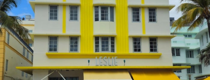 The Leslie Hotel is one of Miami Beach Art Deco District Tour.
