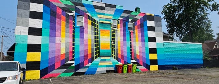 East Ave Vortex (2022) mural by Alex Ann Allen is one of Public Art of Erie County.