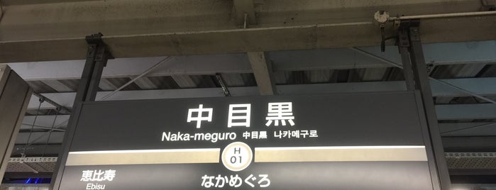 Hibiya Line Naka-meguro Station (H01) is one of 中目黒.