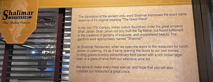 Shalimar Indian Restaurant is one of Restaurants I love!.