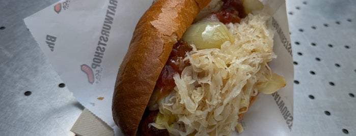 Bratwurst Shop & Co. is one of Herald Sun Melbourne's 25 best buns burgers rolls.