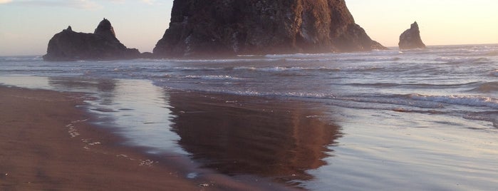 Haystack Rock is one of Cannon Beach, OR.