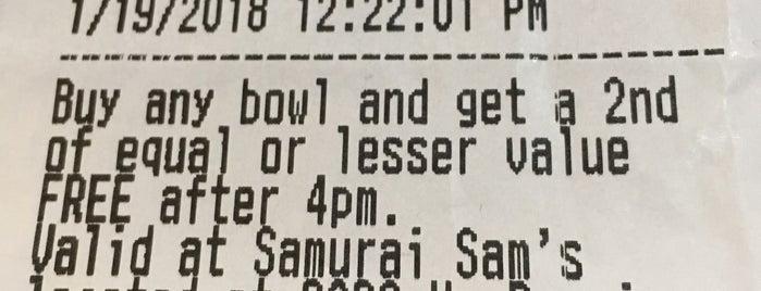 Samurai Sam's is one of Restaurants.