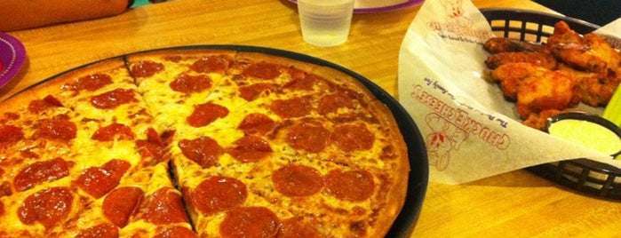 Chuck E. Cheese's is one of TJ's Pizza Party.