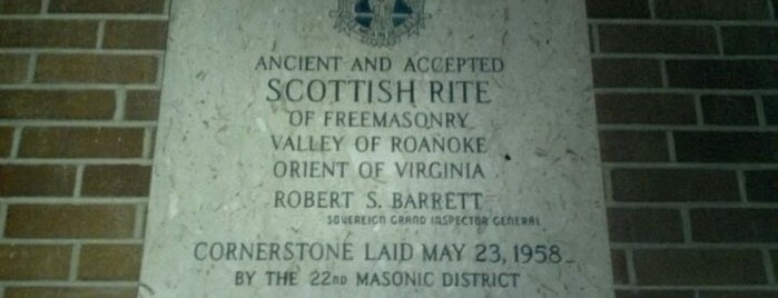 Roanoke Scottish Rite is one of Masonic Lodges & Buildings.