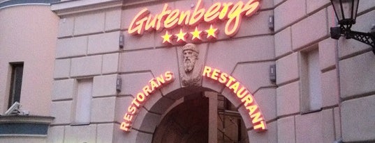 "Gutenbergs" Hotel Roof Terrace reastaurant is one of Kur var paēst zemeņu zupu?.