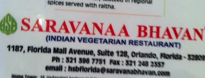 Saravanaa Bhavan is one of Orlando/Winter Park.