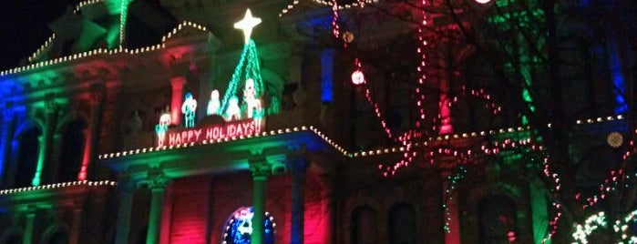 Guernsey County Courthouse Holiday Light Show is one of Holiday Fun in Ohio!.