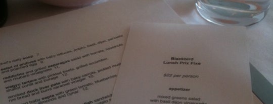 Blackbird is one of Chicago Tribune Restaurant Reviews.
