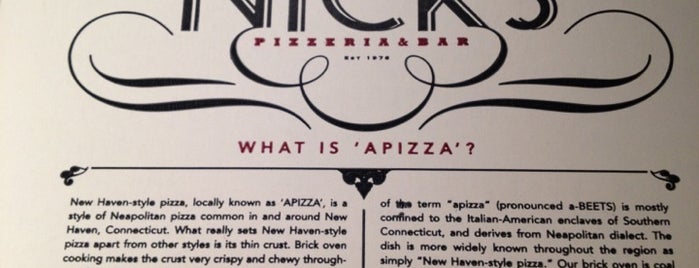 Nick's New Haven Style Pizzeria and Bar is one of South Florida Spots.